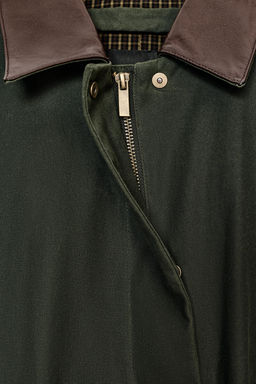 TRENCH CUELLO PIEL CONTRASTE ZW COLLECTION / Verde gris - Zara фото 8