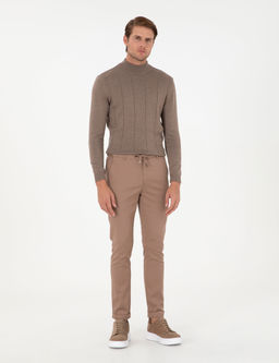 Vizon Slim Fit Beli Lastikli Ba_c_kl_ Kanvas Pantolon