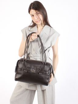 LACCOMA сумка Y2339-1P-коричневый натуральная кожа полиэстер  фото 7