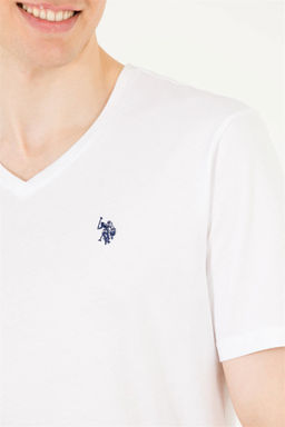 U. S. Polo Assn Мужская белая базовая футболка с v-образным вырезом - U.s. polo assn фото 14