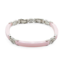 Браслет Лили из розовой керамики покрытие светлый металл