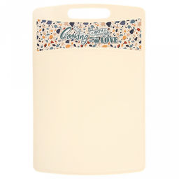 Доска разделочная пластмассовая Bergamo 33,5х22х0,4см, прямоугольная, с декором Терраццо, светло-бежевый (Россия)