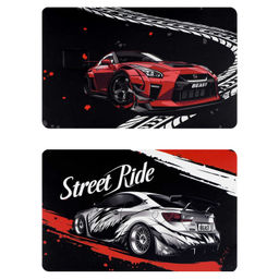 Наклейки на банковскую карту, арт. 71706 / 200 ГОРОДСКИЕ ГОНКИ (2 шт. в наборе, материал наклеек: ПВХ; цвет: чёрный, красный; декор: полноцветная печать; индивидуальная упаковка: подложка с европодвесом из мелованного картона + ПЭТ-пакет)