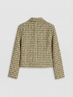 G?mlek Yaka Ekose Kad?n T?vit Ceket