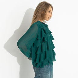 Блуза на пуговицах, Гипнотический стиль (зеленая) - Charutti фото 6