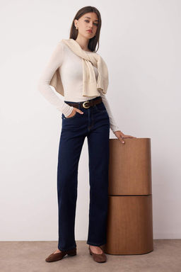 Koyu Mavi Normal Bel Duz Paca Orta Esnek Straight Jeans TWOAW26JE00085