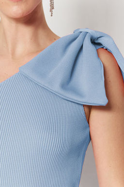 Trendyolmilla Pembe Tek Kol Fiyonk Detayl? Triko Bluz TPRSS22BZ0166 фото 14