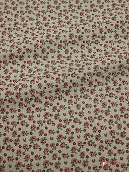 Муслин двухслойный с эф.фактурной стежки Винтажные розочки на серо-оливковом, ш.1.43м, хл-100%