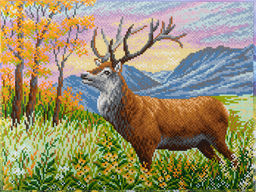 Кристальная (алмазная) мозаика ФРЕЯ ALPD-131 на подрамнике Олень в горах 40 х 30 см