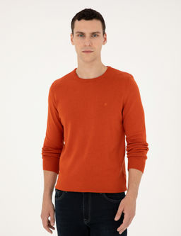 Turuncu Slim Fit Bisiklet Yaka Basic Triko Kazak - Pierre cardin фото 3
