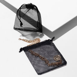 Цена за 50 шт. Мешочек подарочный Сетка, 10?12 см, чёрный