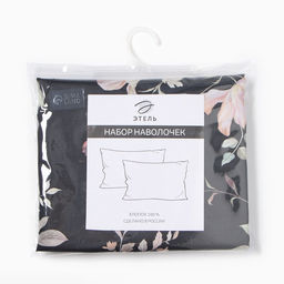 Комплект наволочек Этель Black flowers, 50х70 см - 2 шт., мако-сатин 114г/м2  фото 13