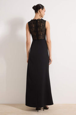 Siyah Dantel Detayl? Dokuma Maxi Abiye & Mezuniyet Elbisesi TPRSS26AE00003 - Trendyolmilla фото 4