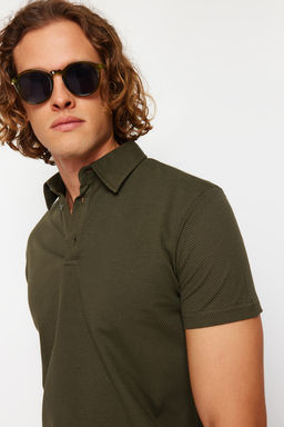 Haki Regular/Normal Kesim Dokulu Polo Yaka T-shirt TMNSS24PO00038