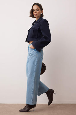 Mavi Normal Bel Paca Kesikli Straight Jeans TWOAW26JE00283 - Trendyolmilla фото 2