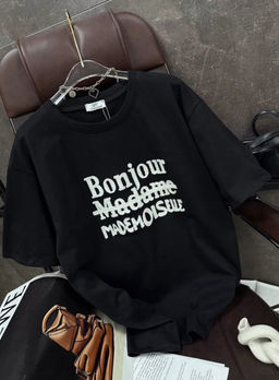 K12487 Футболка OVER SIZE (плотный хлопок) ЧЕРНЫЙ