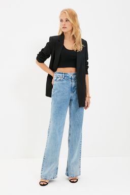 Siyah Regular Astar Detayl? Dokuma Blazer Ceket TWOAW20CE0316