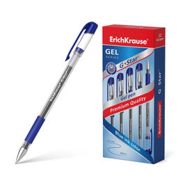 Цена за 12 шт. Ручка гелевая ErichKrause G-Star® Stick&Grip Classic 0.5, цвет чернил синий (в коробке по 12 шт.)