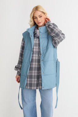 Жилет со стойкой oversize эвкалипт