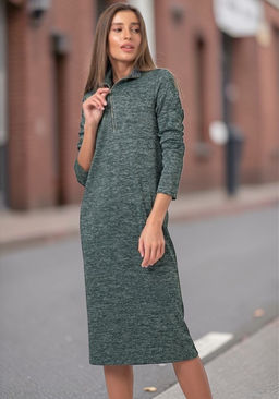 Платье трикотажное прямое миди с длинным рукавом - Fly фото 34