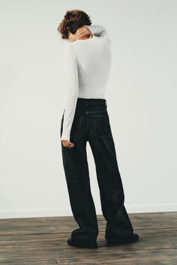 JEANS TRF WIDE LEG CINTURA CRUZADA TIRO ALTO / Negro - Zara фото 8