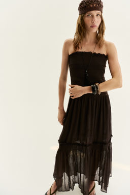 Vestido bandeau con cuerpo nido de abeja - H&m фото 3