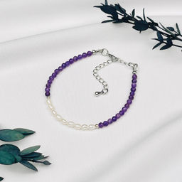 Браслет из Аметиста и Жемчуга 19 см +