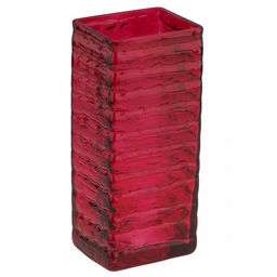 Ваза для цветов стеклянная "Графт-1" 1л, 10х8х22см, квадратная, текстурная, "Бордо", прозрачный (Россия)