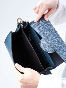 Сумка кожаная Deboro 30574 синяя волна