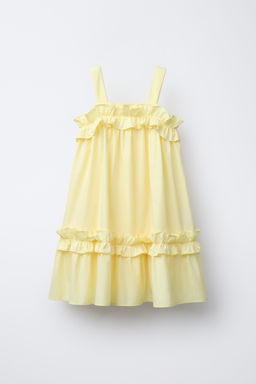 POPLIN RUFFLED DRESS