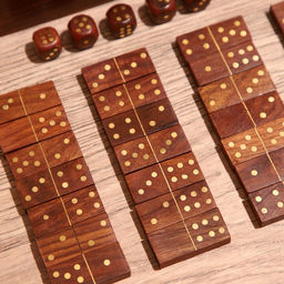 Игра настольная 2 в 1, домино, кубики, 19×6×5 см, дерево шишам