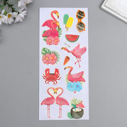 Наклейка бумага «Фламинго и тропики», 28.5×10.5 см