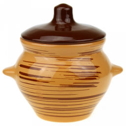 Горшок для жаркого керамический "№5" 0,5л, д10см "Стандарт", h10см, полоска (Россия)