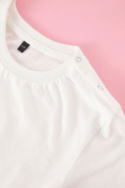 Ekru K?z Cocuk %100 Pamuk Palmiye Bask?l? Regular/Normal Kal?p K?sa Kol Orme T-Shirt TKDSS25TS00051 - Trendyolmilla фото 5
