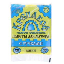 Цена за 2 шт. Мешки для мусора Крепакоф, 20 л, с ручками, ПНД, 9 мкм, 41?54 см, 30 шт., чёрные  фото 5