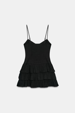 VESTIDO MINI VOLANTES CORDONES CRUZADOS / Negro - Zara фото 5
