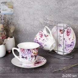 Чайный набор 4 предмета на металл подставке 220 мл / 2416-4M /уп 18/