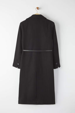 Siyah Deri Kemerli Diagonel Desenli Mono Kapama Regular Midi Kase Kaban TWOAW26KB00056 - Trendyolmilla фото 7