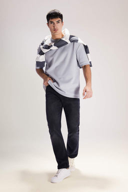 Джинсовые брюки прямого кроя с нормальной талией и нормальной талией - Defacto фото 9