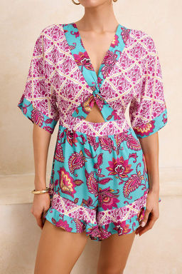 Cicek Desenli Dokuma Cut outl? Plaj Mini Tulum TBESS23EL00017