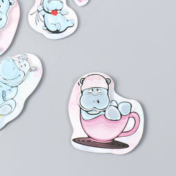 Наклейка картон 2 слоя Малыши-бегемотики 17х12 см - Simaland фото 2