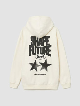 Bask?l? Erkek ?ocuk Kap??onlu Sweatshirt