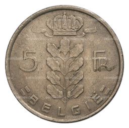 5 франков 1975 года Бельгия  Надпись на фламандском (BELGIE)