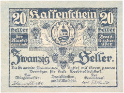 Банкнота 20 геллеров 1920 года Австрия  город Трайскирхен (Нотгельд)