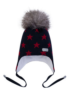 Шапка детская темносиняякрасные звезды