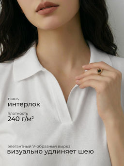 Футболка - поло женская MINAKU, размер 44-46 (M), интерлок, белая фото 38