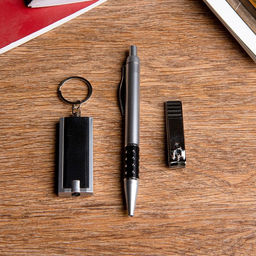 Набор подарочный 3в1 (ручка, кусачки, фонарик черный) - Simaland фото 2