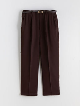 Beli Kemerli Loose Fit Kad?n Pileli Pantolon