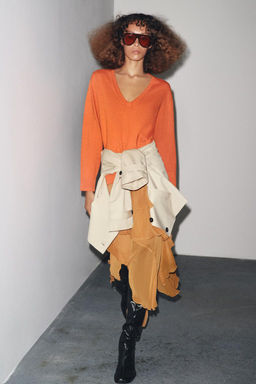 PLAIN KNIT V-NECK SWEATER - Zara фото 3