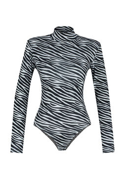 TRENDYOLMILLA Siyah Zebra Desenli Vatkal? Fitted/Vucuda Oturan Esnek C?tc?tl? Orme Body TWOSS20BD0003  фото 6